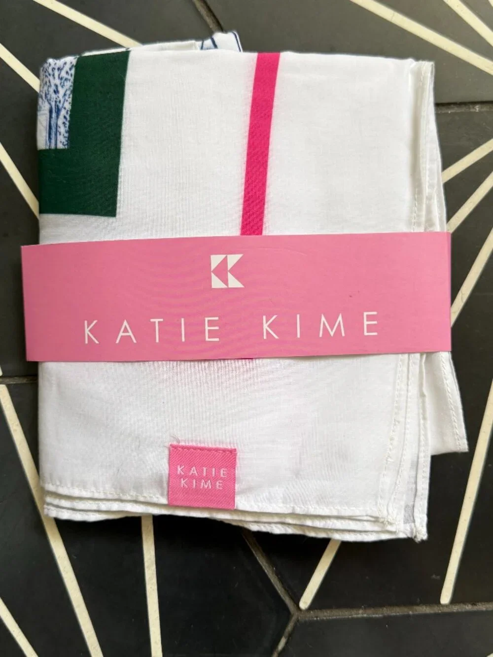 NWT Katie Kime Hamptons print Pareo in Navy/white